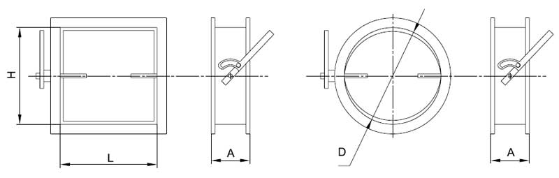 Схема заслонки ручного управления по типу 5.904-13