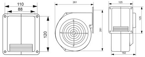 Рис.1. Схема вентилятора М+М G2E 180 EH 03-01 - габаритный чертеж