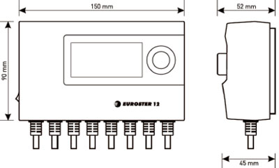 Рис.1. Контроллер Euroster 12 - габаритные размеры