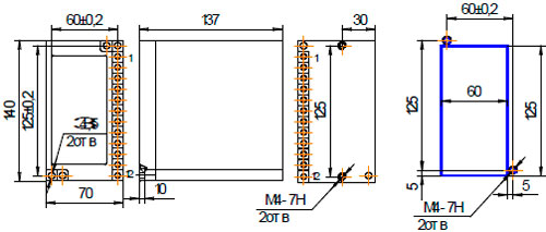 Рис.1. Реле контроля изоляции ЕЛ-17 - габаритные и присоединительные размеры