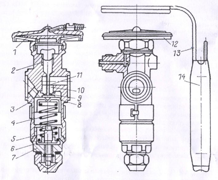 Схема конструкции термовентиля 22ТРВ-40