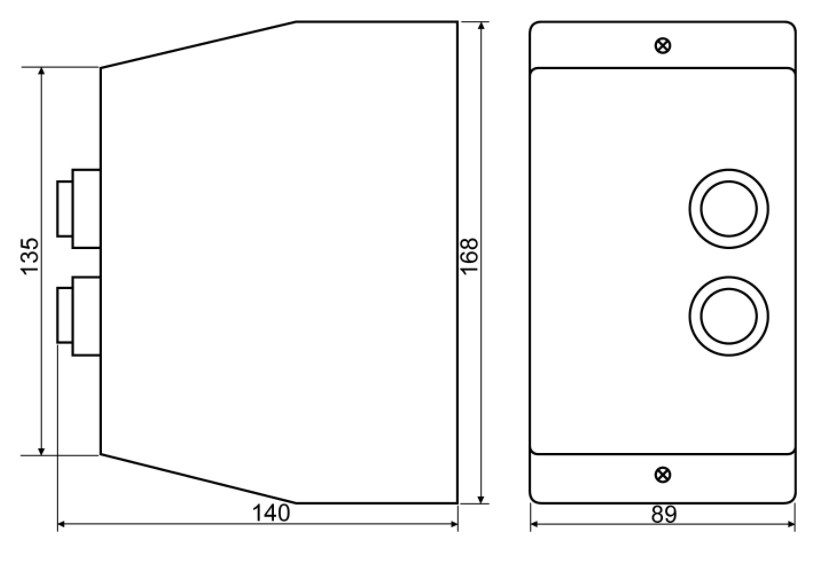 Схема габаритных размеров пускателя ПМК-12 (LE1-D12)