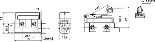 Рис.1. Чертеж габаритных и присоединительных размеров выключателя D4MC-2020